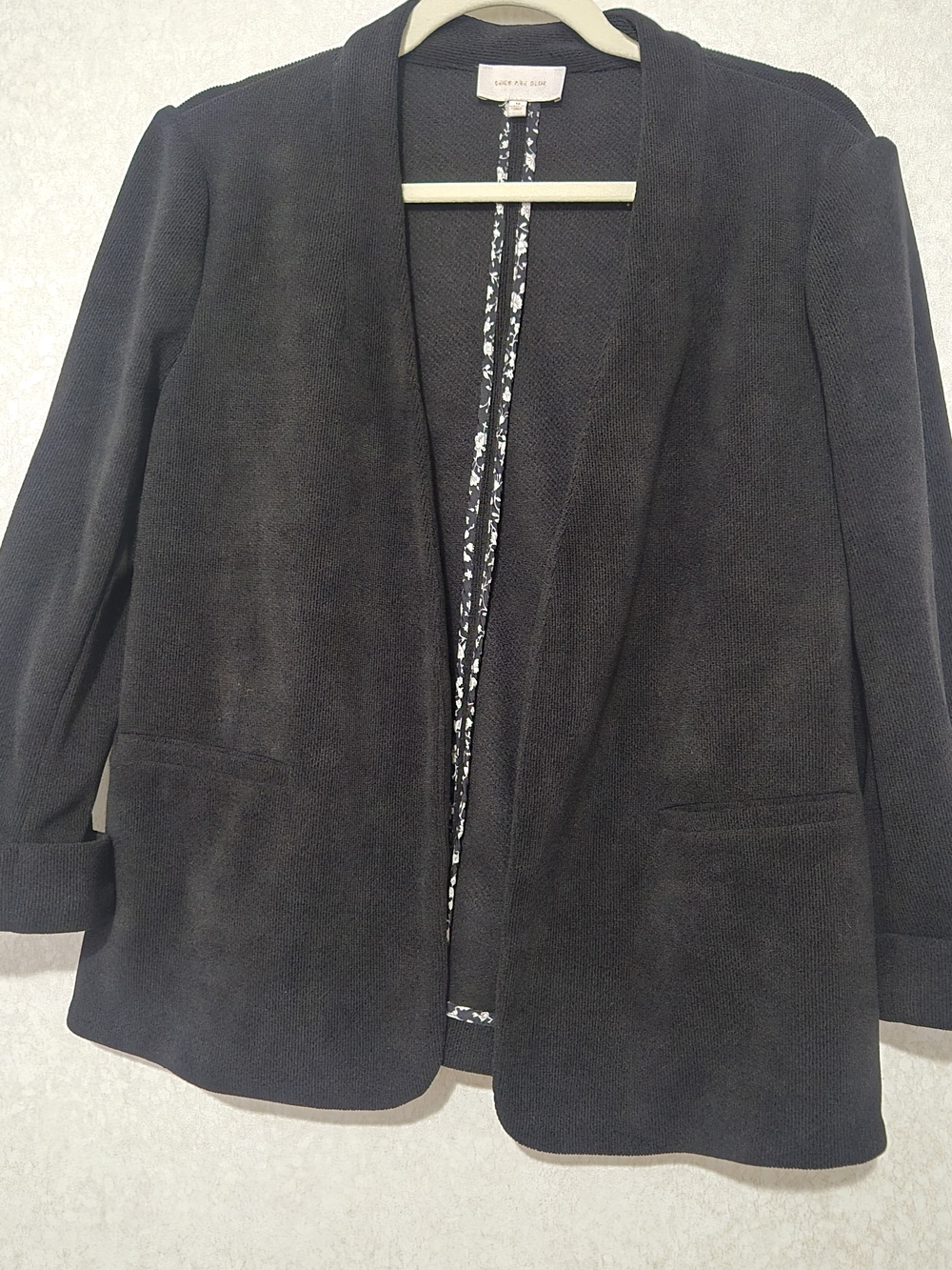 Skies Are Blue Black Collarless Open-Front Blazer-Size:M